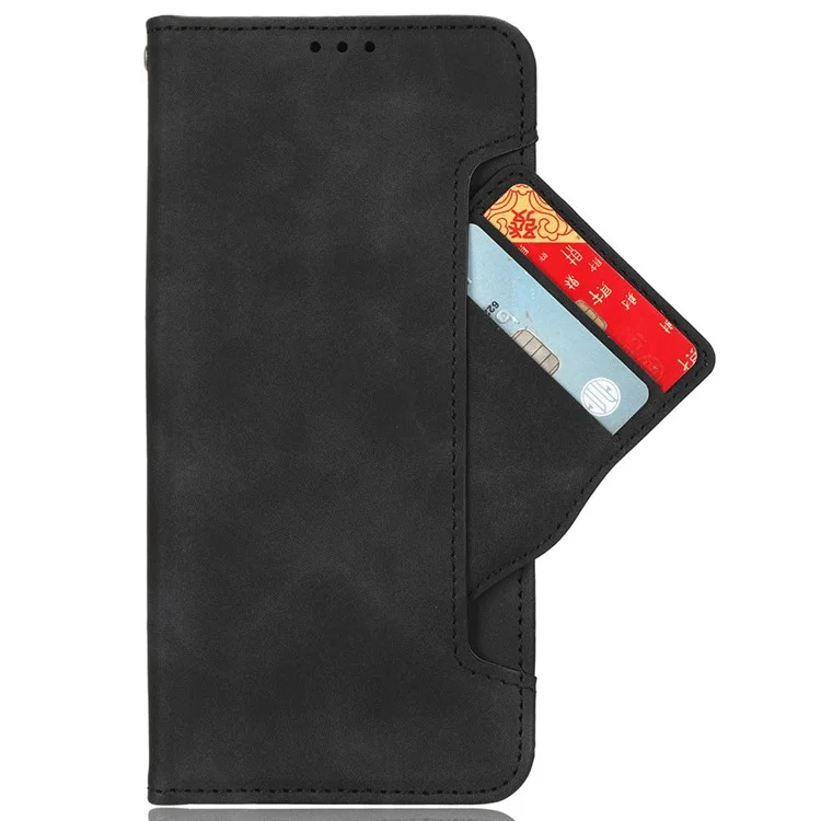 Para Xiaomi Poco C75 4G / Redmi 14R 5G / 14C 4G Leather Case Phone Wallet Cover com Múltiplos Slots para Cartões - Preto