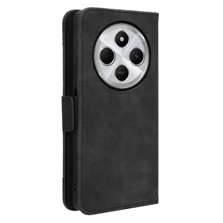 Para Xiaomi Poco C75 4G / Redmi 14R 5G / 14C 4G Leather Case Phone Wallet Cover com Múltiplos Slots para Cartões - Preto