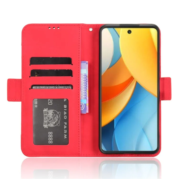 For ZTE nubia V60 Design / Blade V60 Design Leather Case Phone Wallet Cover with Multiple Card Slots - Red
