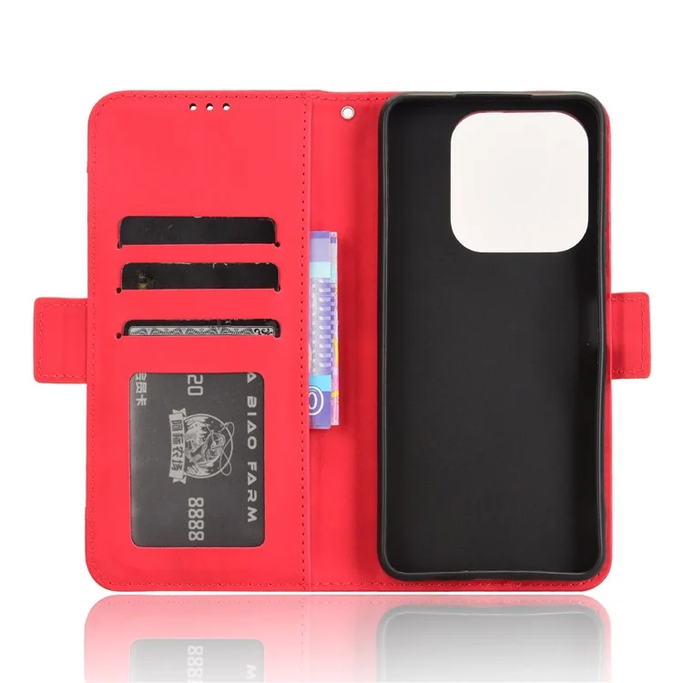 For ZTE nubia V60 Design / Blade V60 Design Leather Case Phone Wallet Cover with Multiple Card Slots - Red