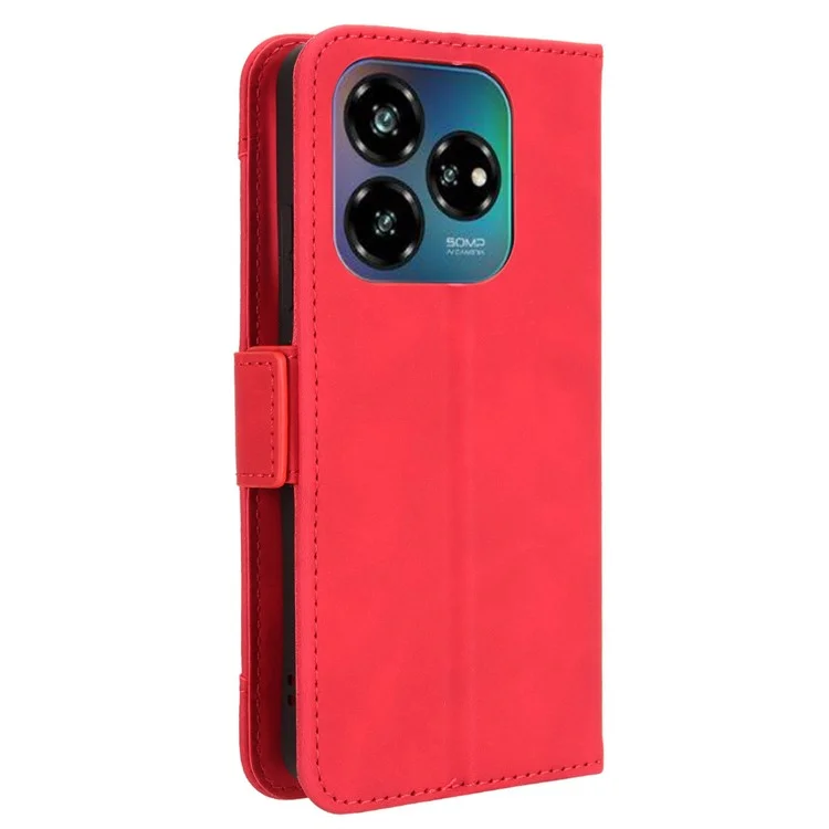 For ZTE nubia V60 Design / Blade V60 Design Leather Case Phone Wallet Cover with Multiple Card Slots - Red