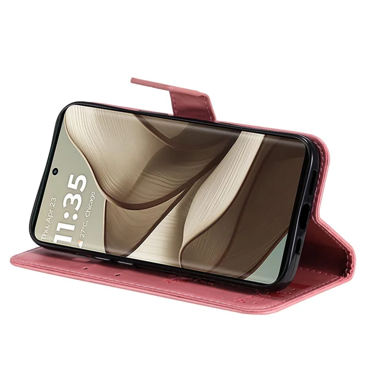 Для Motorola Edge 50 5G Case Case Cate Tree Flip Flip Leather Phone Cover - Розовый