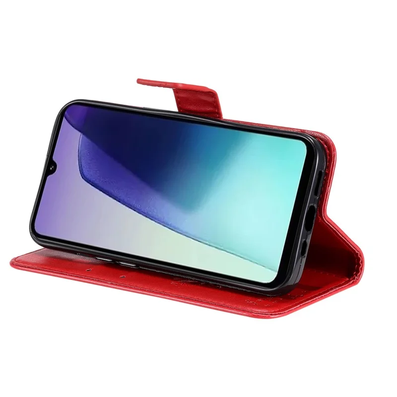 For Xiaomi Poco C75 4G / Redmi 14R 5G / 14C 4G Phone Case with Stand Cat Tree Pattern Leather Wallet Mobile Cover - Red