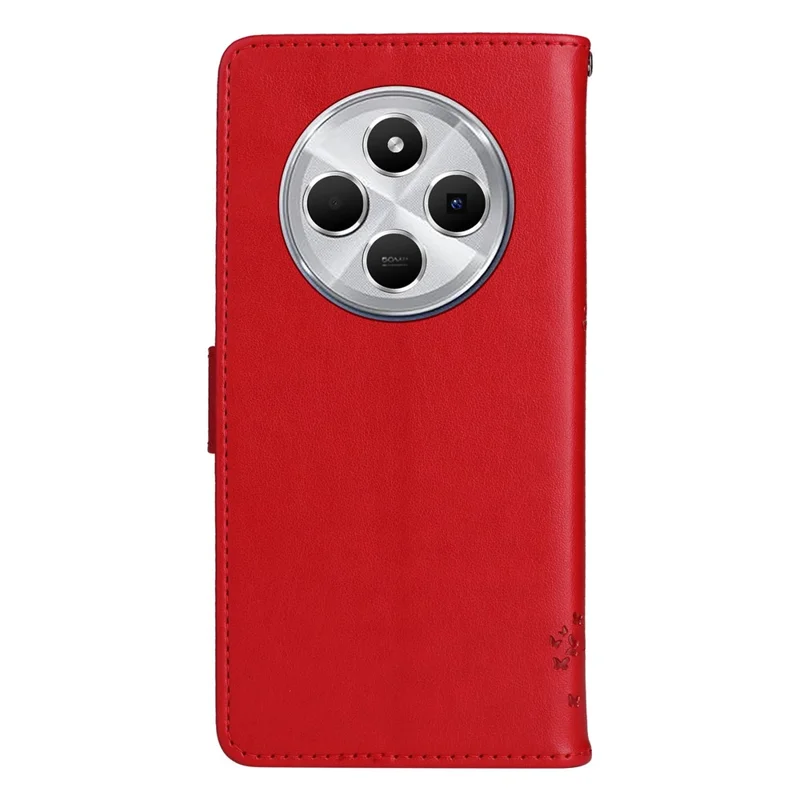 For Xiaomi Poco C75 4G / Redmi 14R 5G / 14C 4G Phone Case with Stand Cat Tree Pattern Leather Wallet Mobile Cover - Red