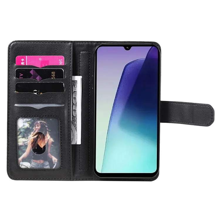 For Xiaomi Poco C75 4G / Redmi 14R 5G / 14C 4G Leather Case with 10 Card Holder Phone Cover Stand - Black