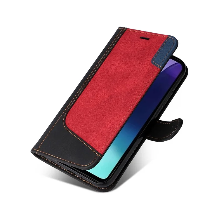 For Xiaomi Poco C75 4G / Redmi 14R 5G / 14C 4G Case Flip Wallet Leather Phone Cover 3 Color Splicing - Black