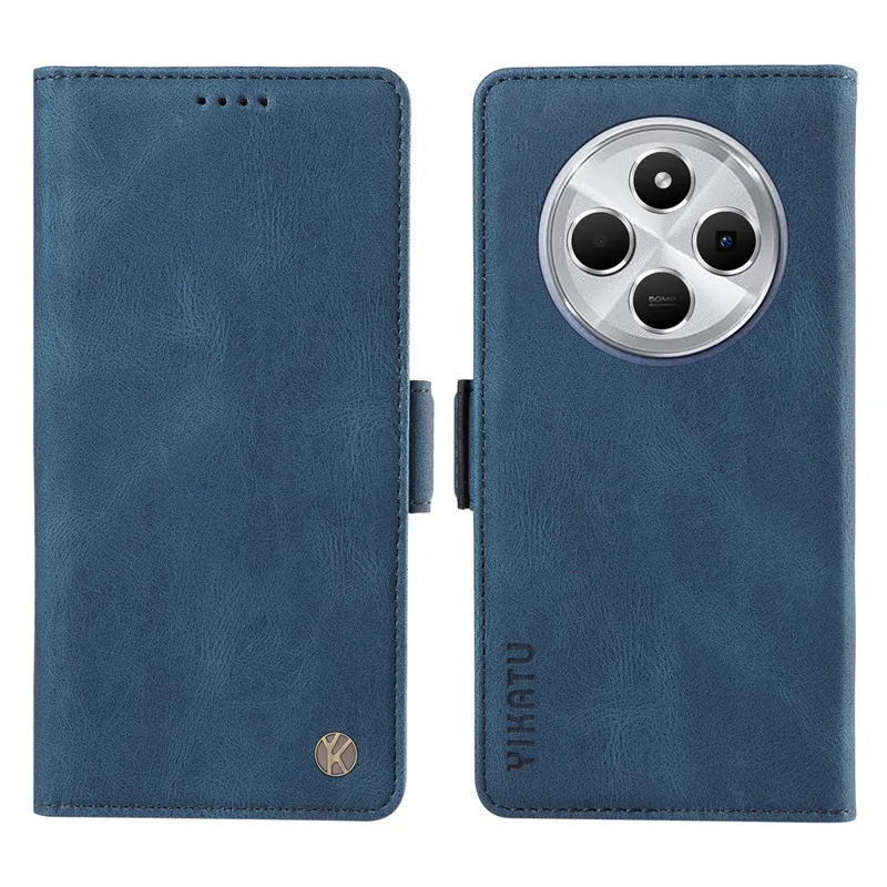 Yikatu YK-005 Para Xiaomi Redmi 14c 4G Case PU Cuero de Cuero Película Touch Touch Touch - Azul