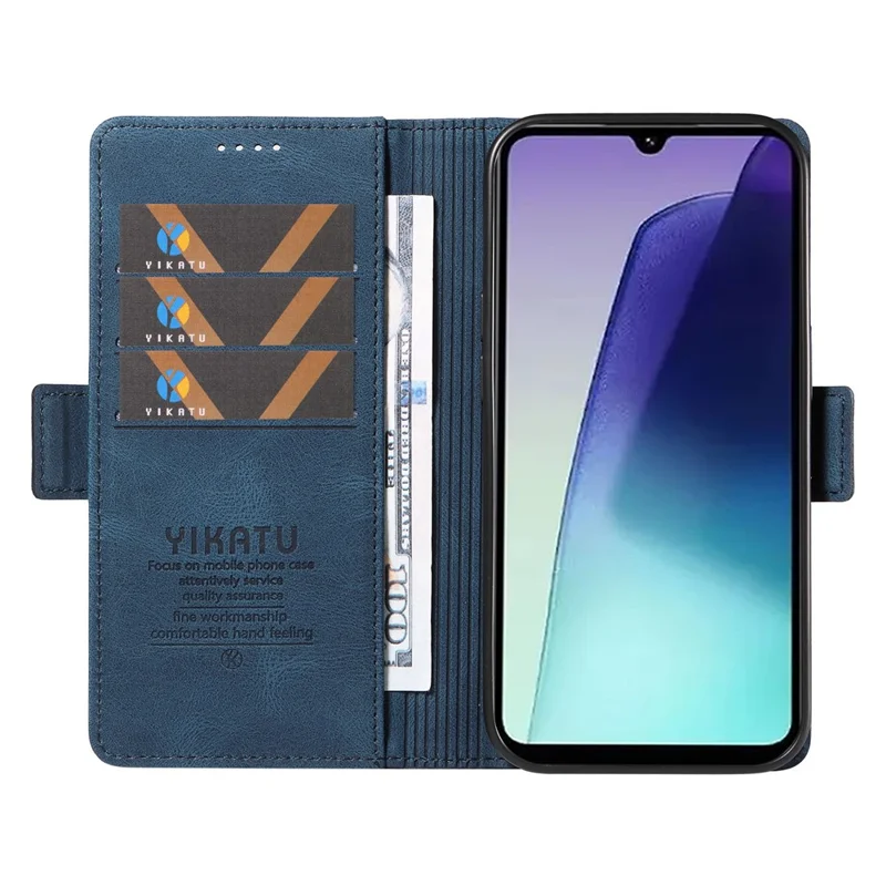 Yikatu YK-005 Para Xiaomi Redmi 14c 4G Case PU Cuero de Cuero Película Touch Touch Touch - Azul