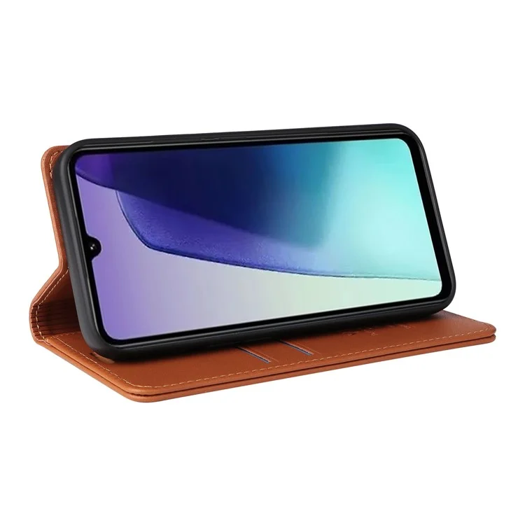 YIKATU YK-001 для Xiaomi Poco C75 4G / Redmi 14R 5G / 14C 4G Чехол со стойкой Кожаный чехол для телефона Сильная магнитная застежка - Коричневый