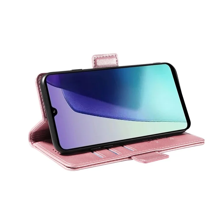 YIKATU YK-003 Para Xiaomi Poco C75 4G / Redmi 14R 5G / 14C 4G Capa de Carteira de Couro com Suporte - Ouro Rosa