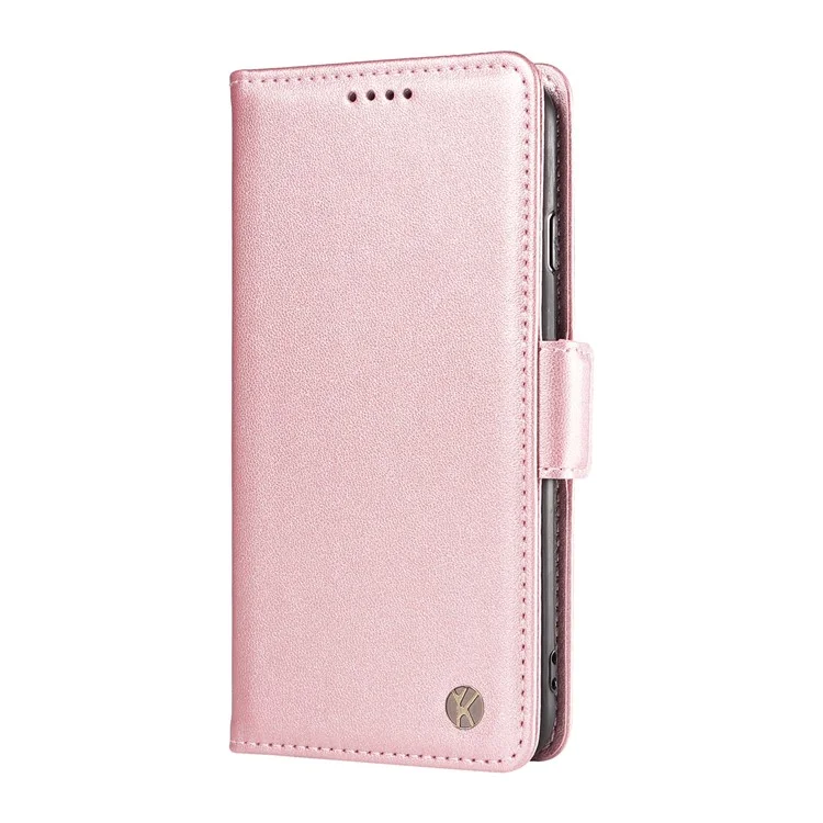 YIKATU YK-003 Para Xiaomi Poco C75 4G / Redmi 14R 5G / 14C 4G Capa de Carteira de Couro com Suporte - Ouro Rosa
