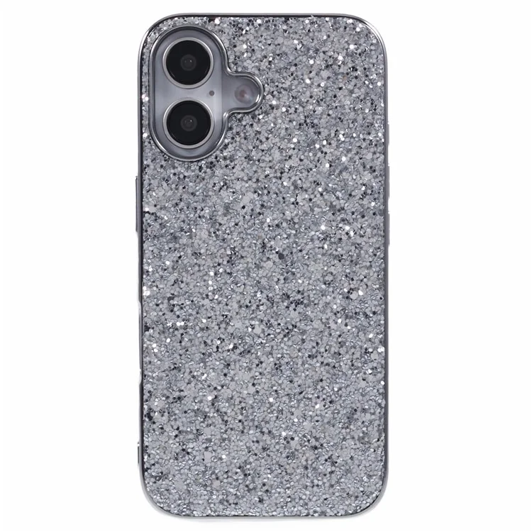 Pour Iphone 16 Case Tpu + pc Scintillant de Téléphone Pailleté - Argent