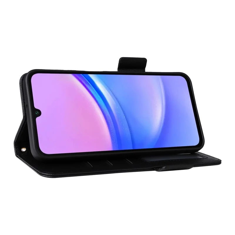 Per Samsung Galaxy A16 Case Litchi Texture PU Coperchio Pollicato Del Pafetto - Nero