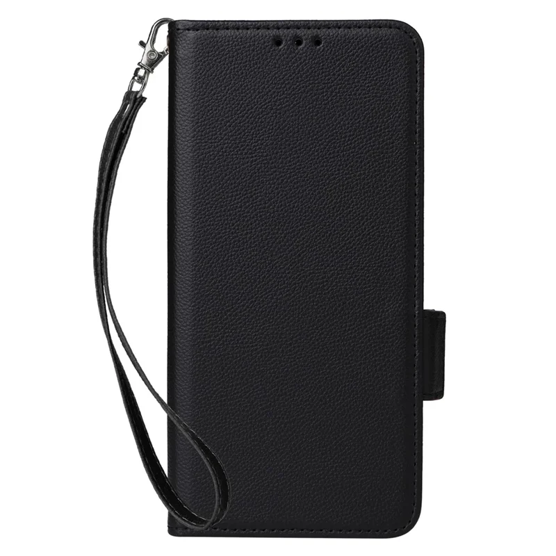 Per Samsung Galaxy A16 Case Litchi Texture PU Coperchio Pollicato Del Pafetto - Nero