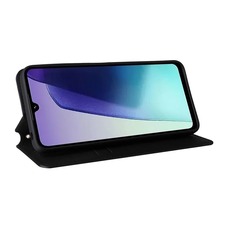 Para Xiaomi Poco C75 4G / Redmi 14R 5G / 14C 4G Capa Carteira Padrão Rômbico em Couro - Preto