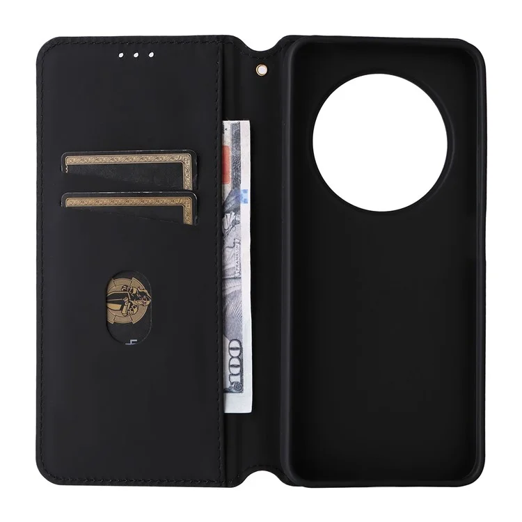 Para Xiaomi Poco C75 4G / Redmi 14R 5G / 14C 4G Capa Carteira Padrão Rômbico em Couro - Preto