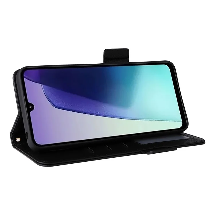 Para Xiaomi Redmi 14C 4G Case Litchi Textura PU Caulla de Catalha Tape de Topo de Tolo - Preto