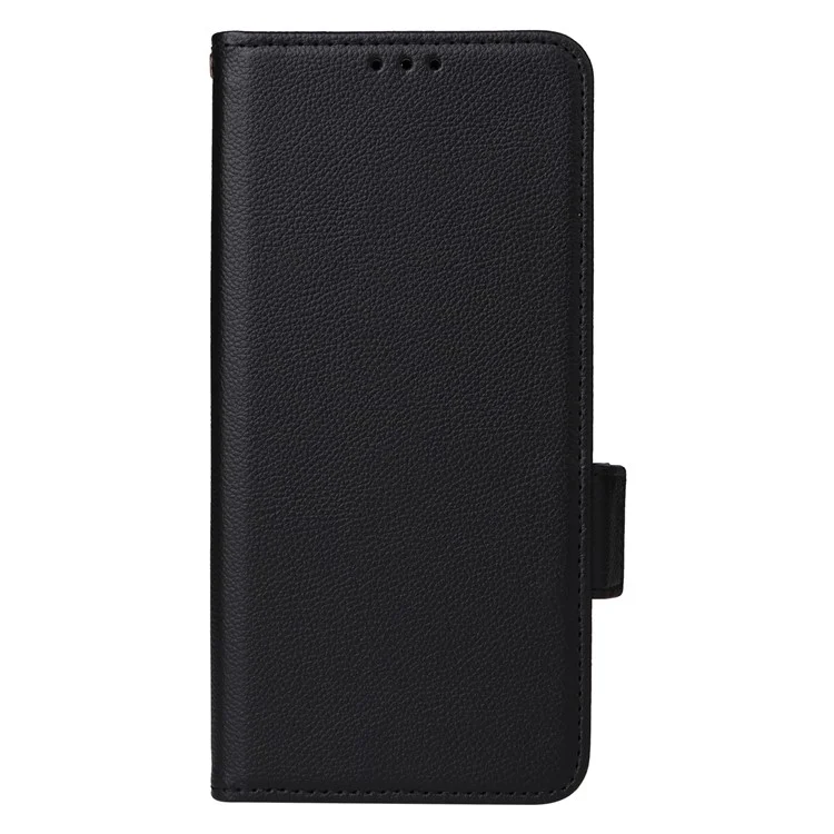 Para Xiaomi Redmi 14C 4G Case Litchi Textura PU Caulla de Catalha Tape de Topo de Tolo - Preto