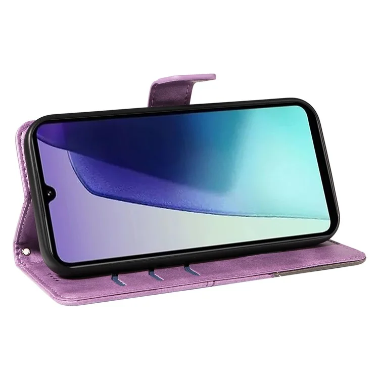 For Xiaomi Poco C75 4G / Redmi 14R 5G / 14C 4G Case Leather Geometric Line Wallet Phone Cover with Wrist Strap - Purple