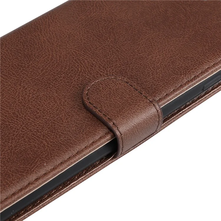 KT Leather Series-2 per Xiaomi Poco C75 4G / Redmi 14R 5G / 14C 4G Custodia Colore Solido in Pelle Custodia Portafoglio Stand - Marrone