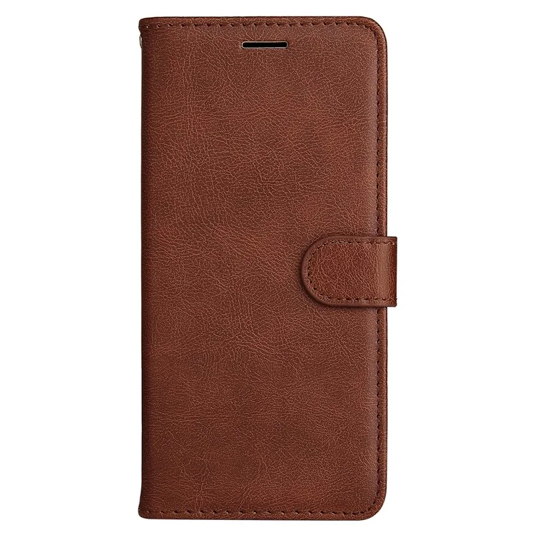 KT Leather Series-2 per Xiaomi Poco C75 4G / Redmi 14R 5G / 14C 4G Custodia Colore Solido in Pelle Custodia Portafoglio Stand - Marrone