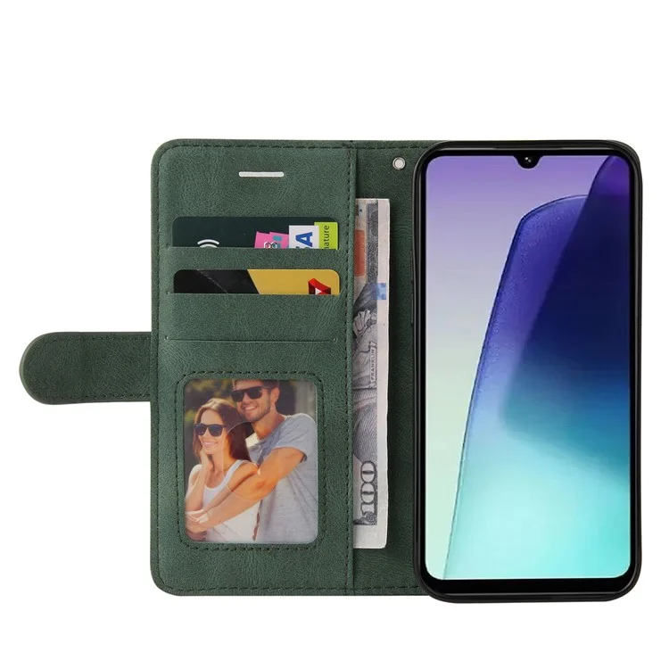 For Xiaomi Poco C75 4G / Redmi 14R 5G / 14C 4G Leather Case Wallet Stand Color Splicing Phone Cover  - Green