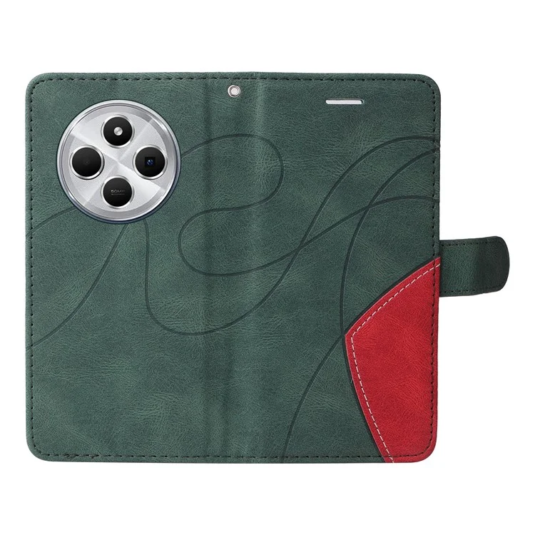 For Xiaomi Poco C75 4G / Redmi 14R 5G / 14C 4G Leather Case Wallet Stand Color Splicing Phone Cover  - Green