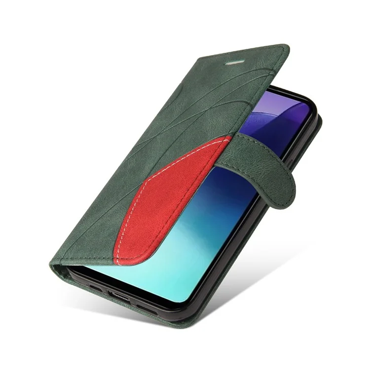 For Xiaomi Poco C75 4G / Redmi 14R 5G / 14C 4G Leather Case Wallet Stand Color Splicing Phone Cover  - Green