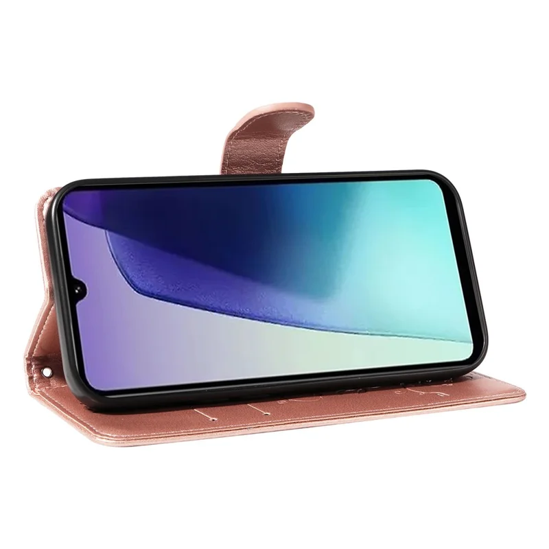 Para Xiaomi Redmi 14c 4G Case Patrón de Flores PU Cuero de Cuero Tapa Del Teléfono - Oro Rosa