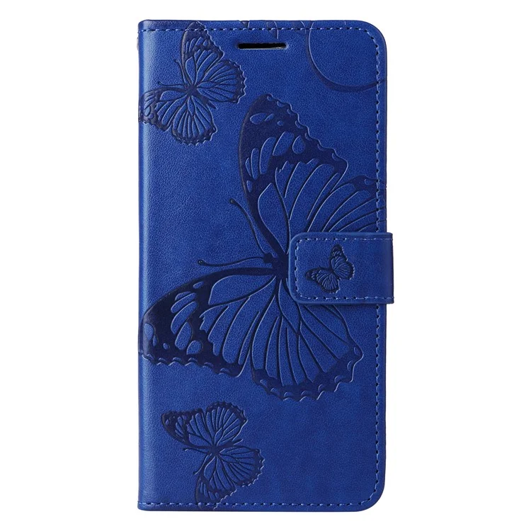 KT Imprinting Flower Series-2 Para Xiaomi Poco C75 4G / Redmi 14R 5G / 14C 4G Capa Couro Borboleta - Azul