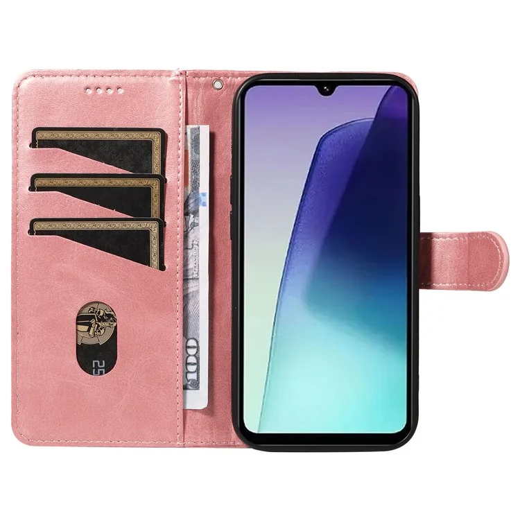 Pour Xiaomi Redmi 14C 4G Case Sollet Sollet T-shape Lignes Cover Téléphone de Téléphon - or Rose