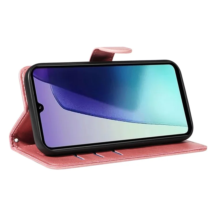 Pour Xiaomi Redmi 14C 4G Case Sollet Sollet T-shape Lignes Cover Téléphone de Téléphon - or Rose