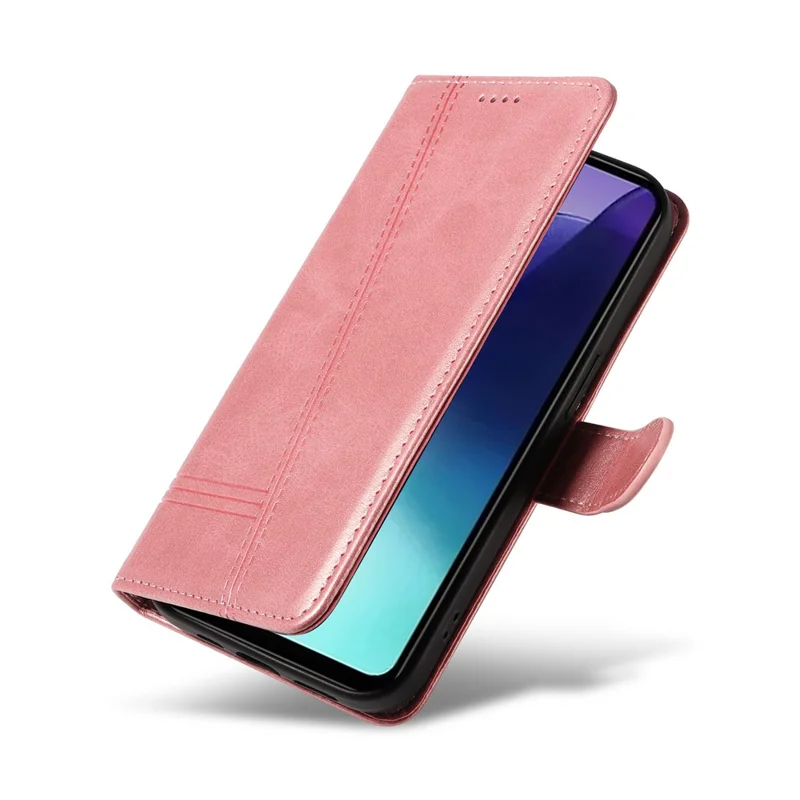 Pour Xiaomi Redmi 14C 4G Case Sollet Sollet T-shape Lignes Cover Téléphone de Téléphon - or Rose