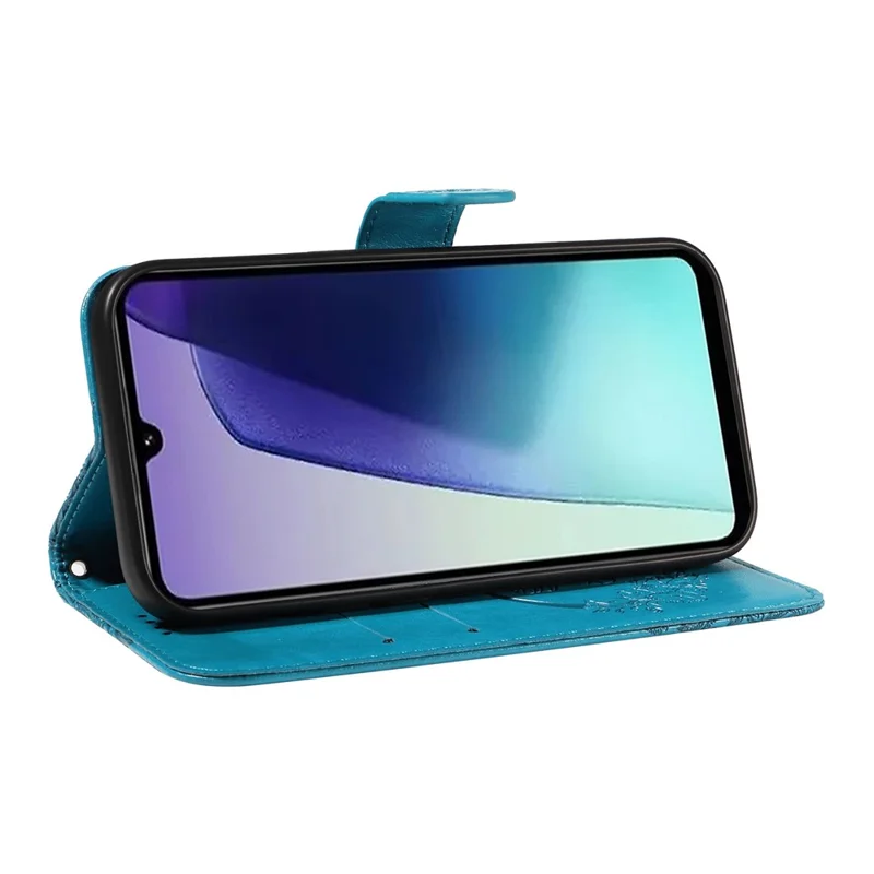 For Xiaomi Poco C75 4G / Redmi 14R 5G / 14C 4G Case Butterfly Pattern Leather Wallet Flip Phone Cover - Blue