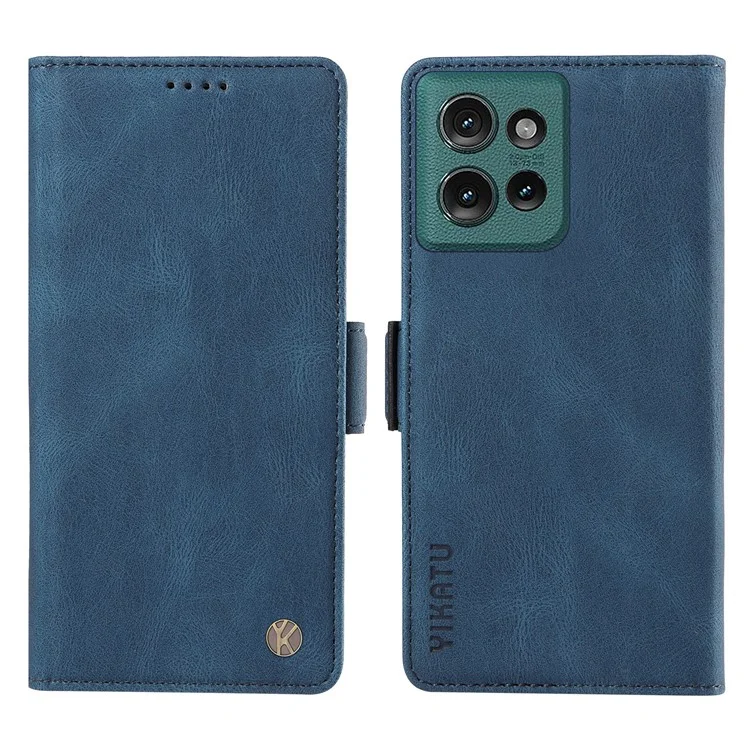 Yikatu YK-005 Für Motorola Edge 50 5G Hülle PU Leder Brieftasche Telefon Deckung Haut Touch Gefühl - Blau