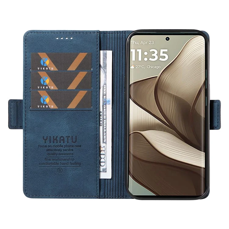 Yikatu YK-005 Für Motorola Edge 50 5G Hülle PU Leder Brieftasche Telefon Deckung Haut Touch Gefühl - Blau