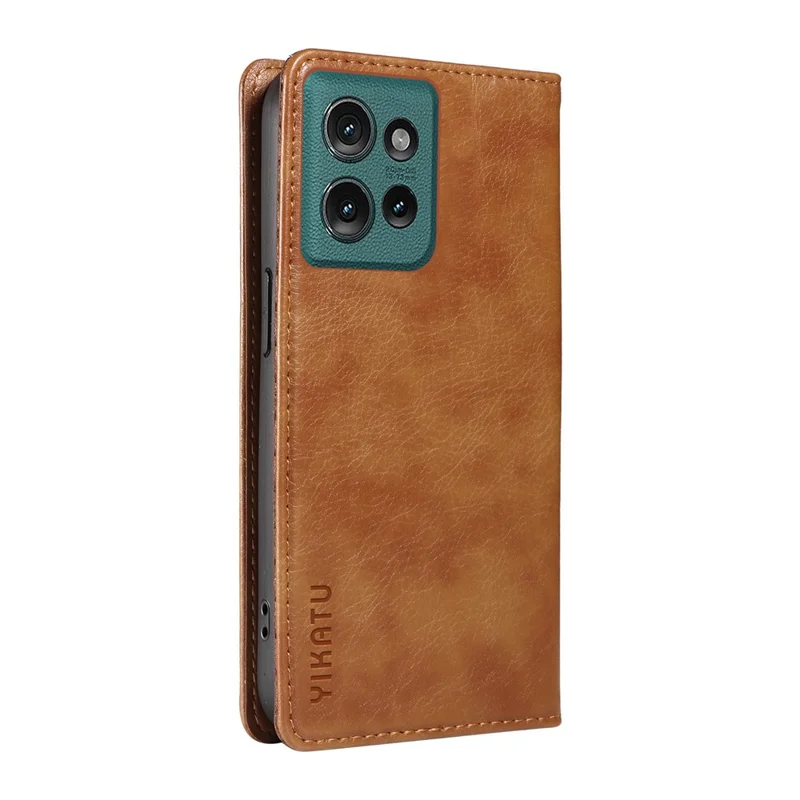 Yikatu YK-006 Per Motorola Edge 50 5G Case Walet Litchi Leather Cover di Pelle Magnetica Auto-assorbita - Marrone