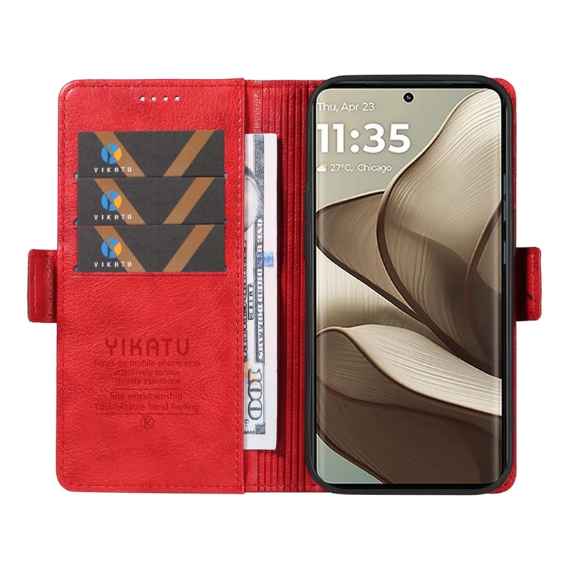 Yikatu YK-007 Per Motorola Edge 50 5G Case Laterale PU Copertura Pelle Per Copertura Per Littura - Rosso