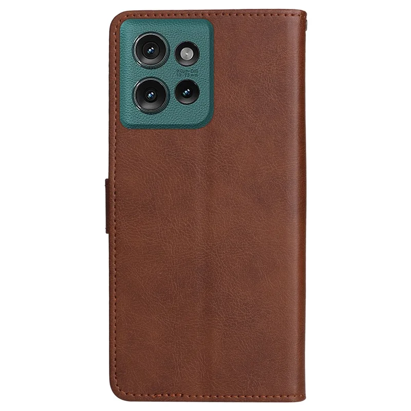 KT Leather Series-2 für Motorola Edge 50 5G-Hülle, einfarbige Leder-Handyhülle mit Geldbörse und Ständer - Braun