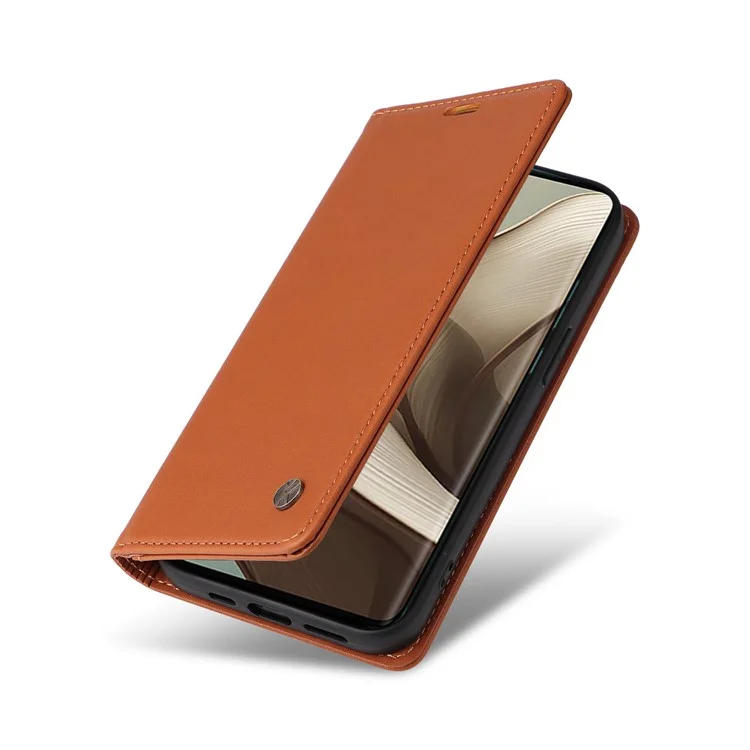 Yikatu YK-001 Für Motorola Edge 50 5G Hülle Ständer Leder Telefonabdeckung Starker Magnetverschluss - Braun