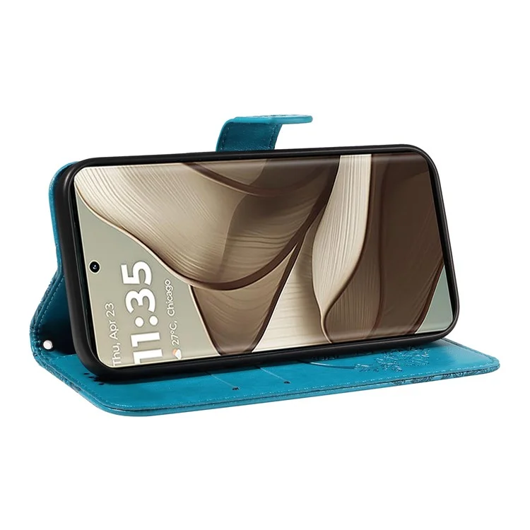 For Motorola Edge 50 5G Case Butterfly Pattern Leather Wallet Flip Phone Cover - Blue