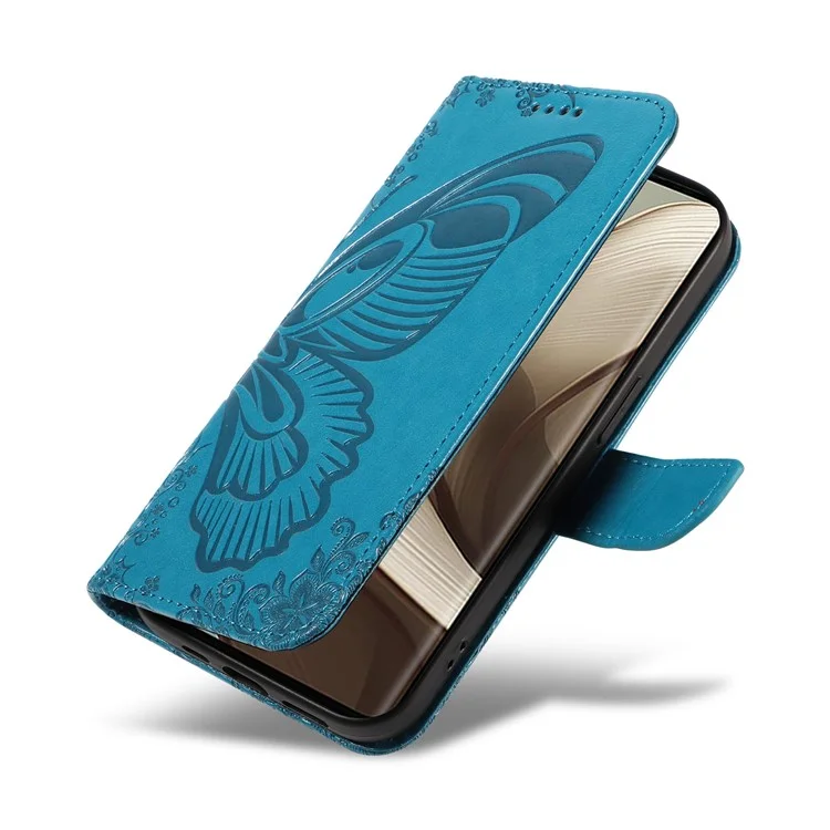 For Motorola Edge 50 5G Case Butterfly Pattern Leather Wallet Flip Phone Cover - Blue