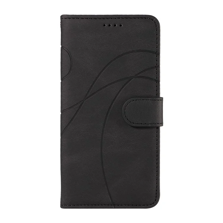 Para Motorola Edge 50 5G Case de Estuche Funda de Cuero Cubierta de la Línea de Muñeca Curva de la Muñeca - Negro