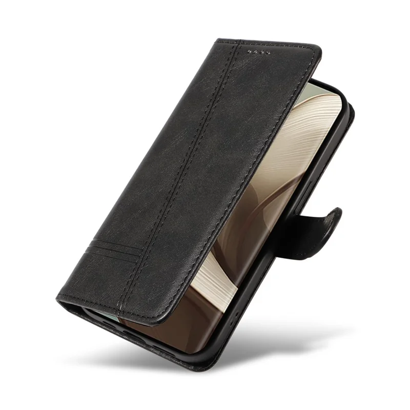 For Motorola Edge 50 5G Case Flip Wallet T-Shape Lines Leather Phone Cover - Black