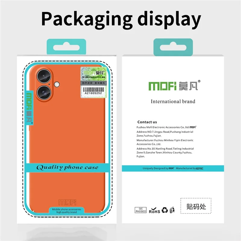 Mofi JK Qin -serie Für Iphone 16 Hülle Tpu+acrylphone Deckung Skin Touch Feeling - Orange