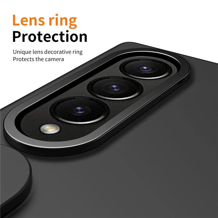 For Samsung Galaxy Z Fold3 5G Case Kickstand Wristband PC Phone Cover with Tempered Glass Film - Black