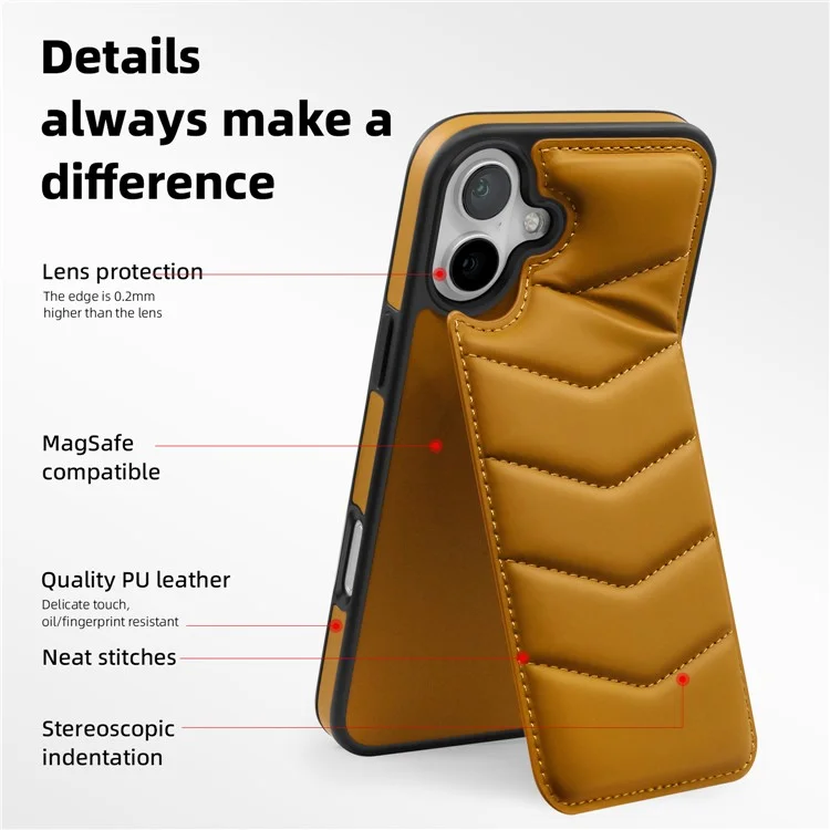 Para Iphone 16 Case Compatível Com MagSafe RFID Bloqueio de Blocking Slot Leather Back Cover - Marrom