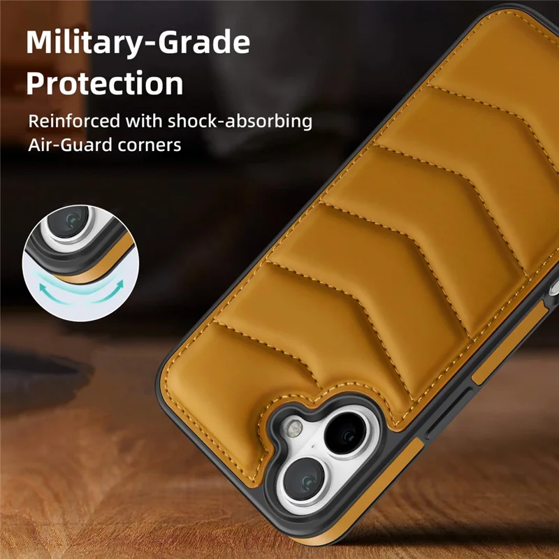 For iPhone 16 Plus Case Compatible with MagSafe RFID Blocking Card Slot Leather Back Cover - Brown