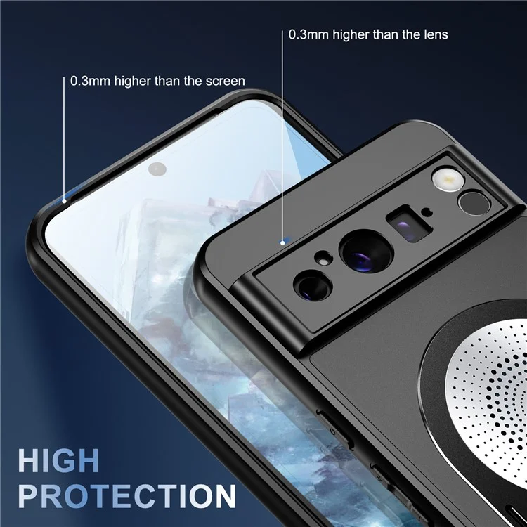 Для Google Pixel 8 Pro Case, Совместимый с Magsafe Heat Dissipation Aromatherapy Kickstend Silicone+PC Phone Cover - Черный