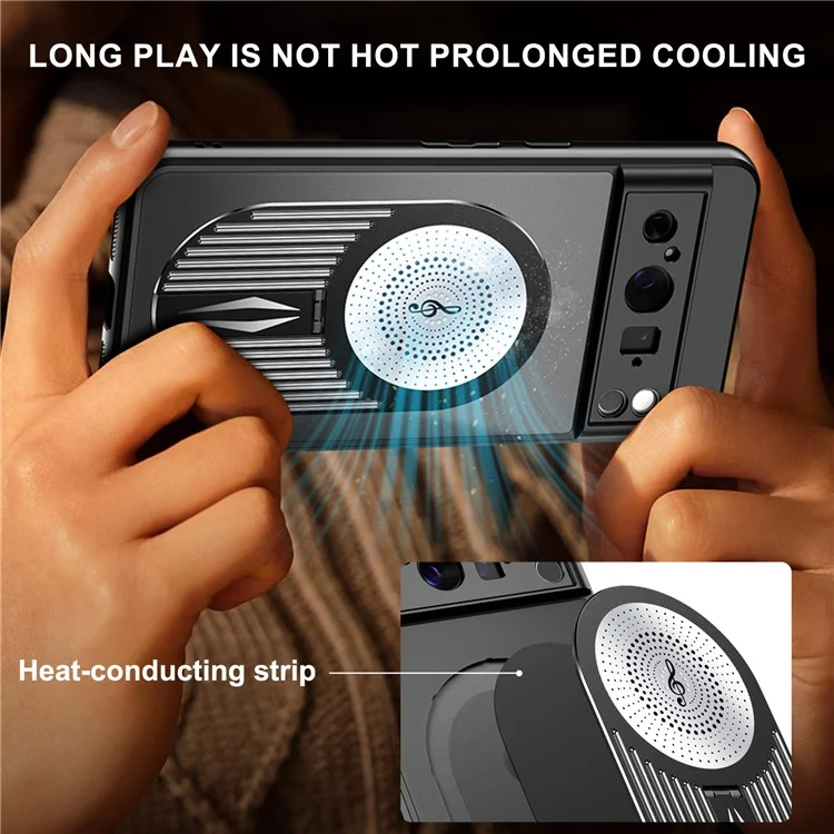 Для Google Pixel 8 Pro Case, Совместимый с Magsafe Heat Dissipation Aromatherapy Kickstend Silicone+PC Phone Cover - Черный